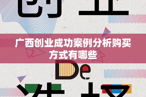 广西创业成功案例分析购买方式有哪些