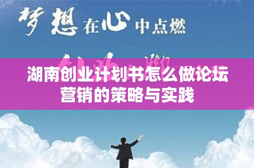 湖南创业计划书怎么做论坛营销的策略与实践