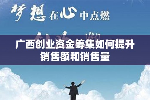 广西创业资金筹集如何提升销售额和销售量