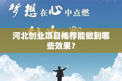 河北创业项目推荐能做到哪些效果？