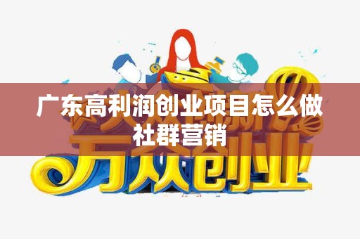 广东高利润创业项目怎么做社群营销