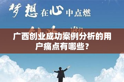 广西创业成功案例分析的用户痛点有哪些？