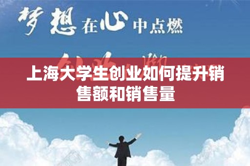 上海大学生创业如何提升销售额和销售量