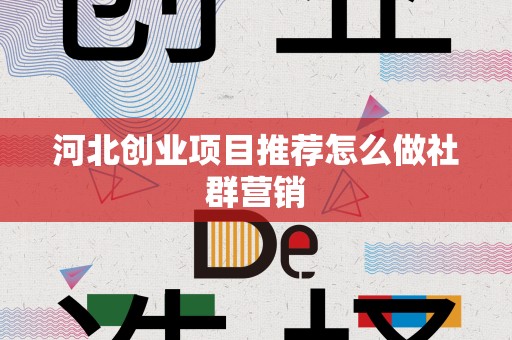 河北创业项目推荐怎么做社群营销